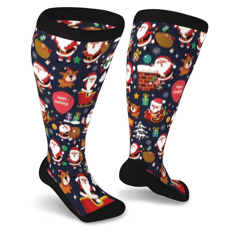 Non-Binding Diabetic Socks Featuring Santa Claus Design