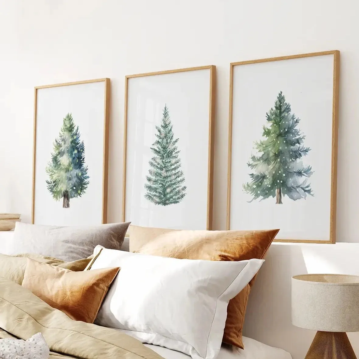 Home Decor Watercolor Christmas Tree Prints Set