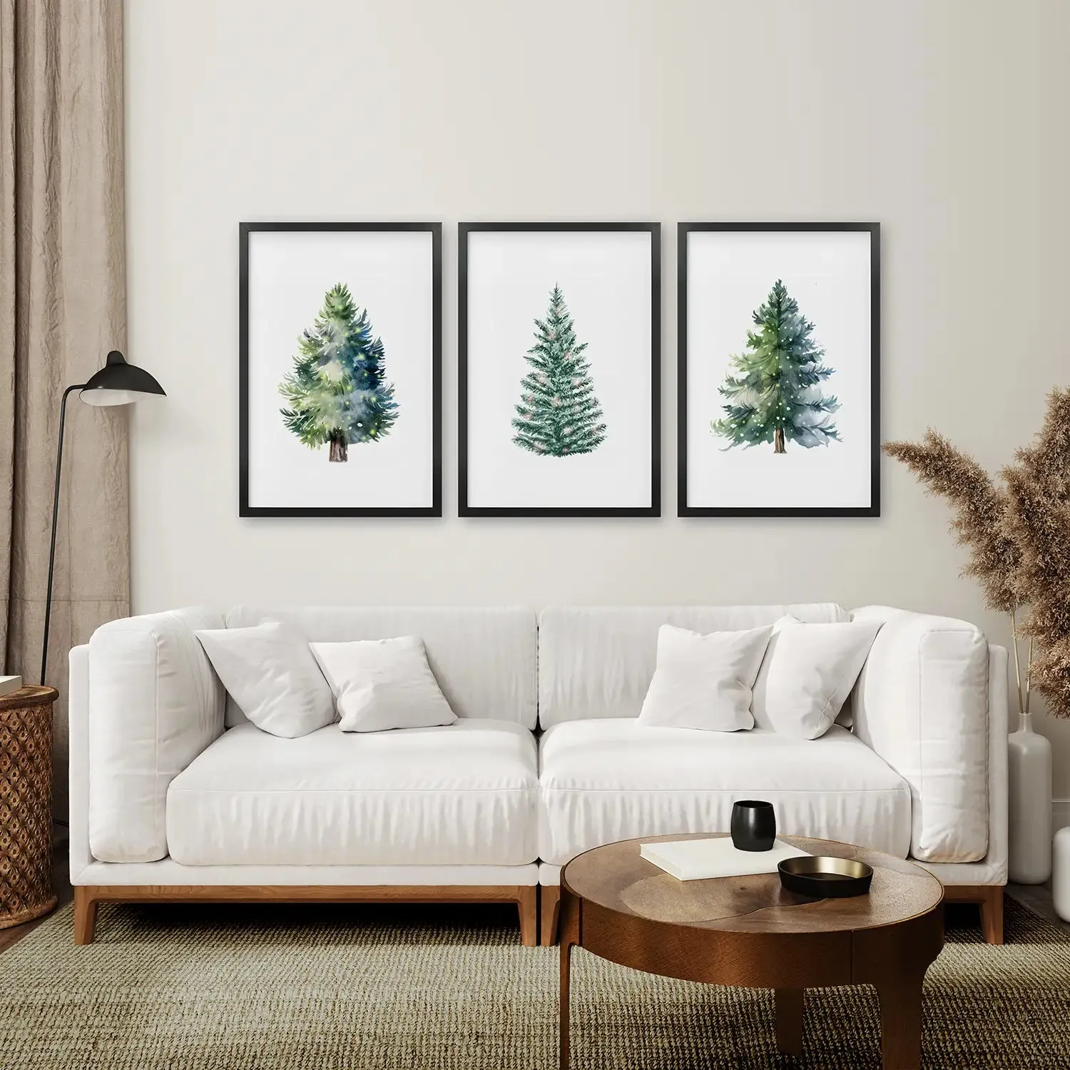 Home Decor Watercolor Christmas Tree Prints Set