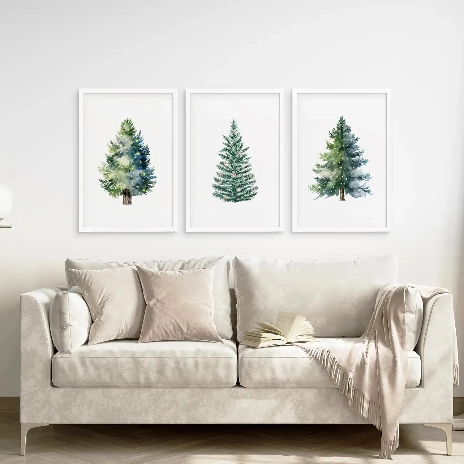 Home Decor Watercolor Christmas Tree Prints Set