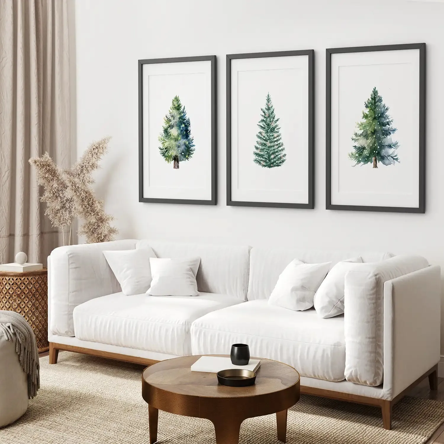 Home Decor Watercolor Christmas Tree Prints Set