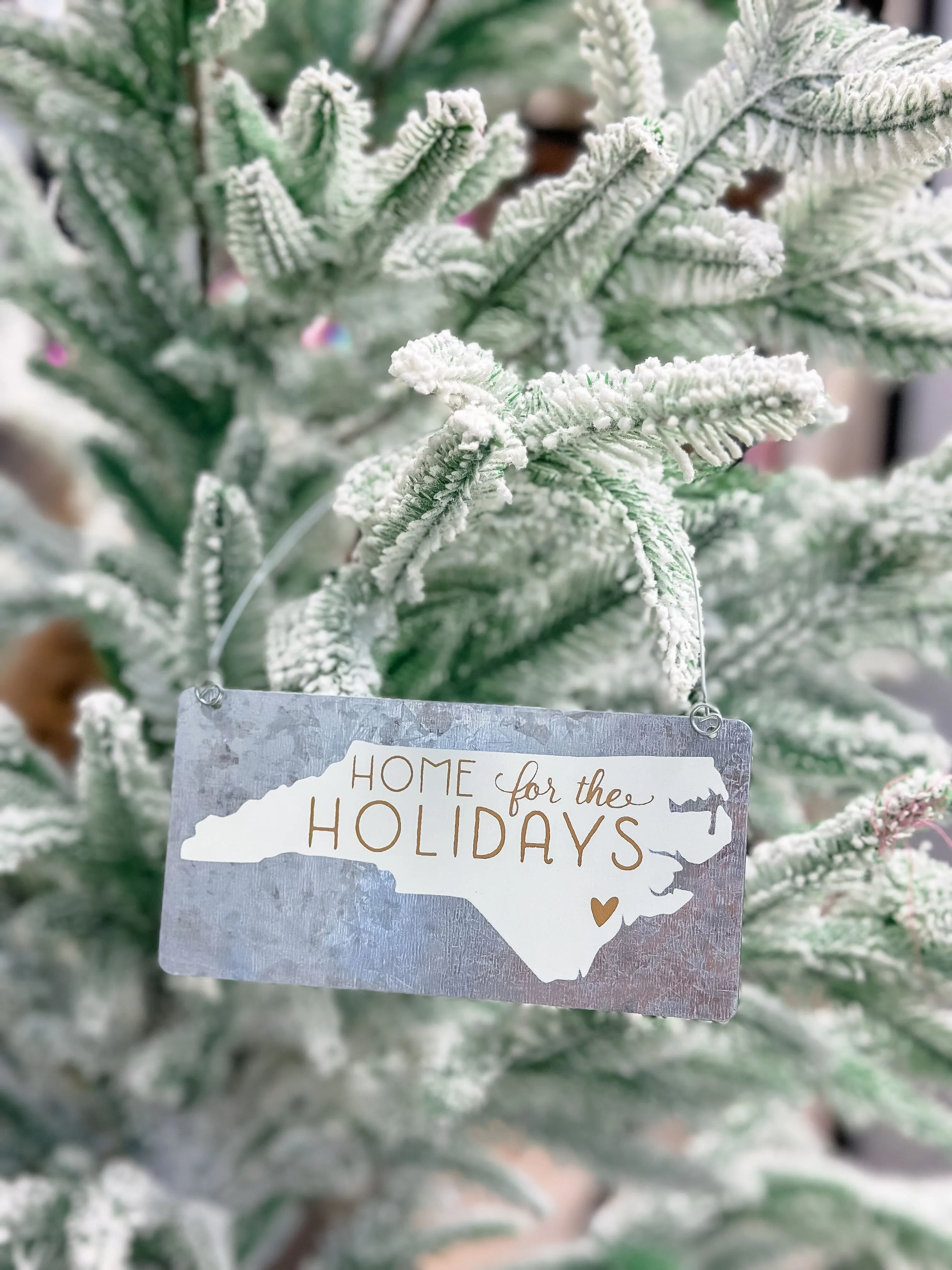 'Home For The Holidays' State Tin Ornament - North Carolina