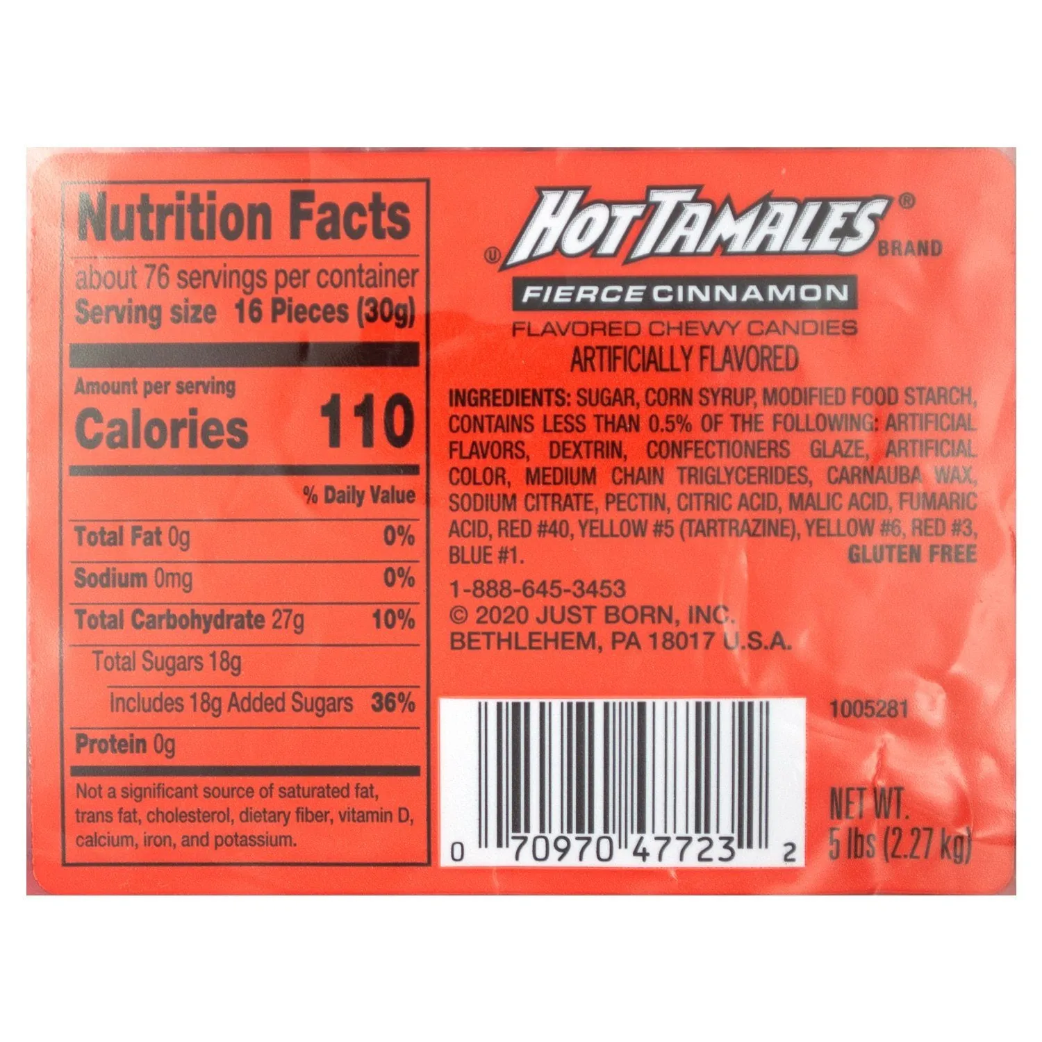 Hot Tamales Fierce Cinnamon Flavored Chewy Candies