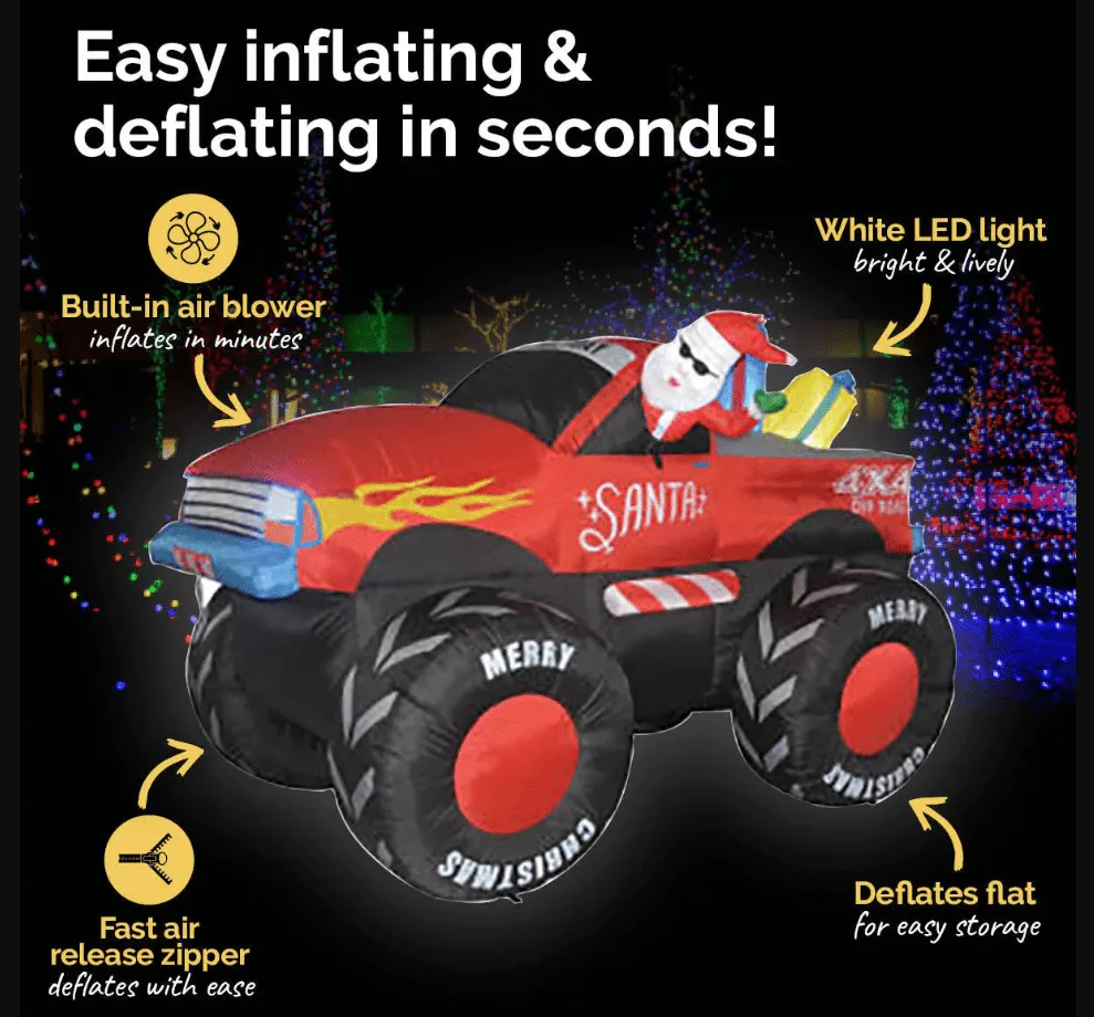 Inflatable Santa and Monster Truck (2.1m)