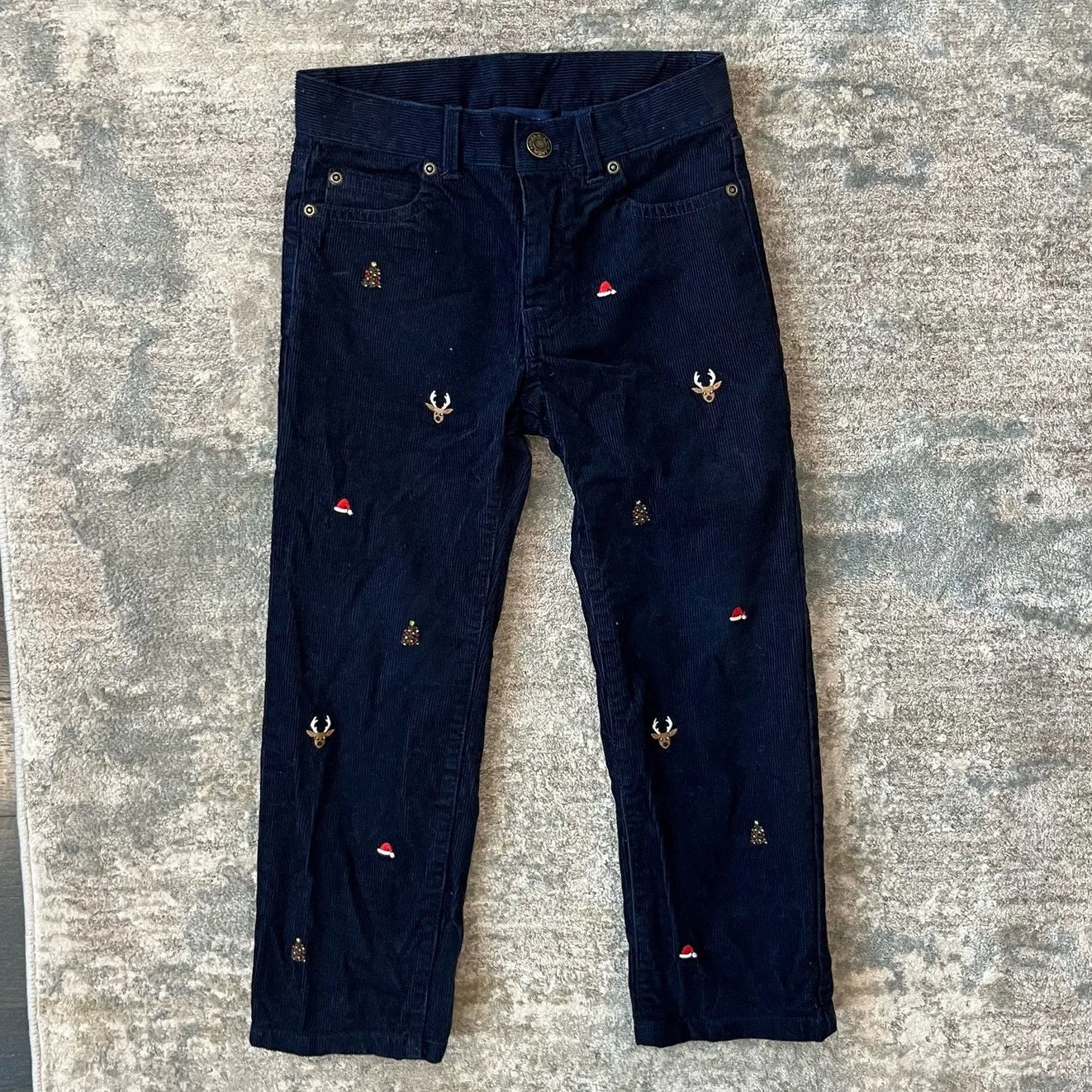 Janie and Jack Kids Corduroy Pants with Embroidered Holiday Icons