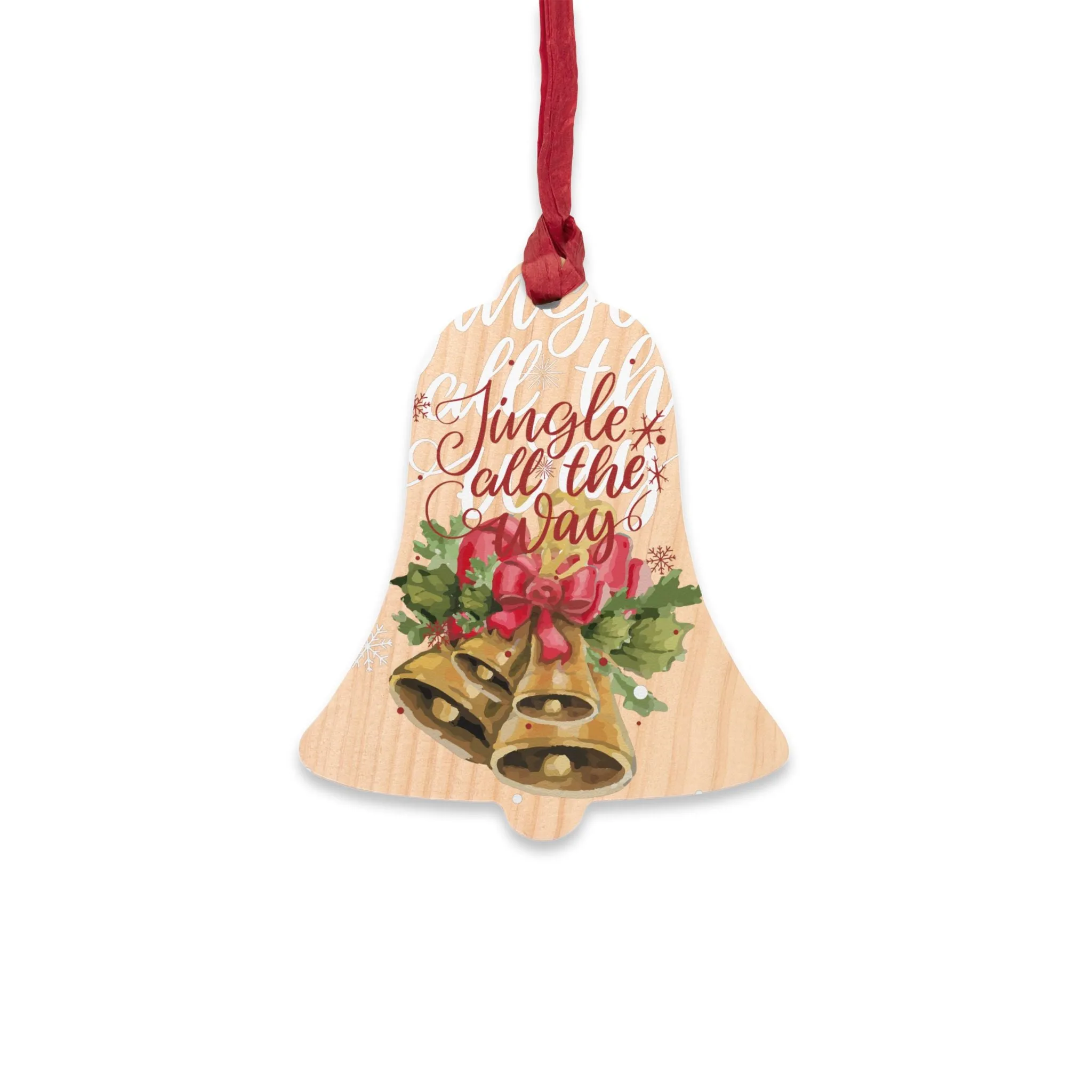 Jingle Christmas Bells Wooden Ornaments