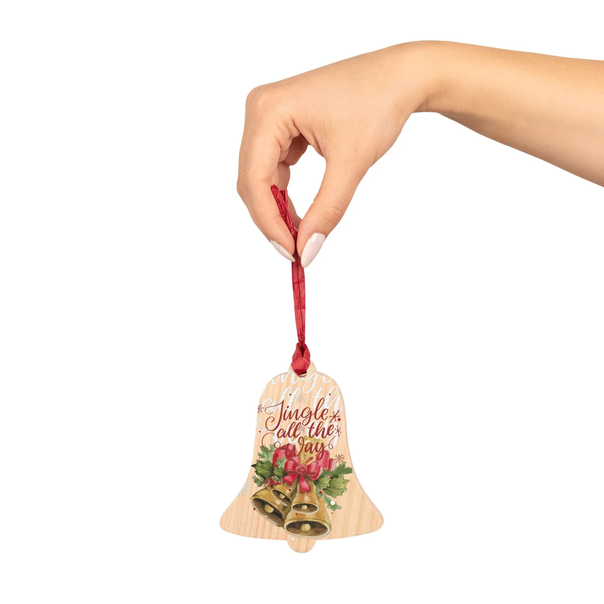 Jingle Christmas Bells Wooden Ornaments