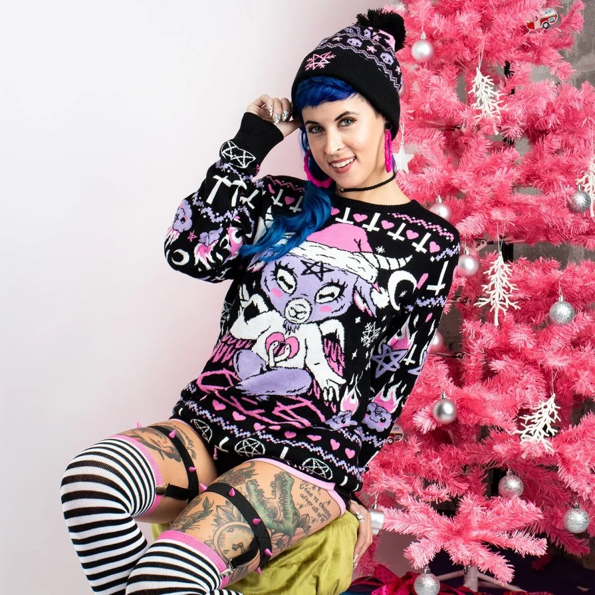 Kawaii Baphomet Knit Christmas Sweater