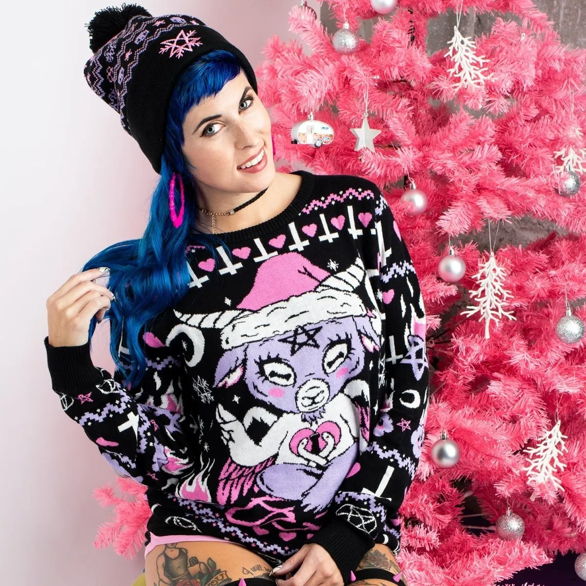 Kawaii Baphomet Knit Christmas Sweater