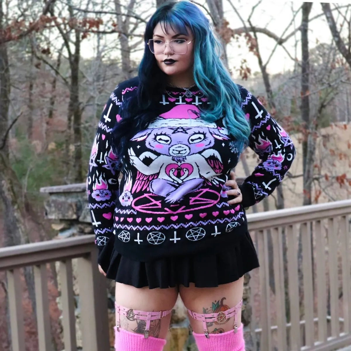 Kawaii Baphomet Knit Christmas Sweater