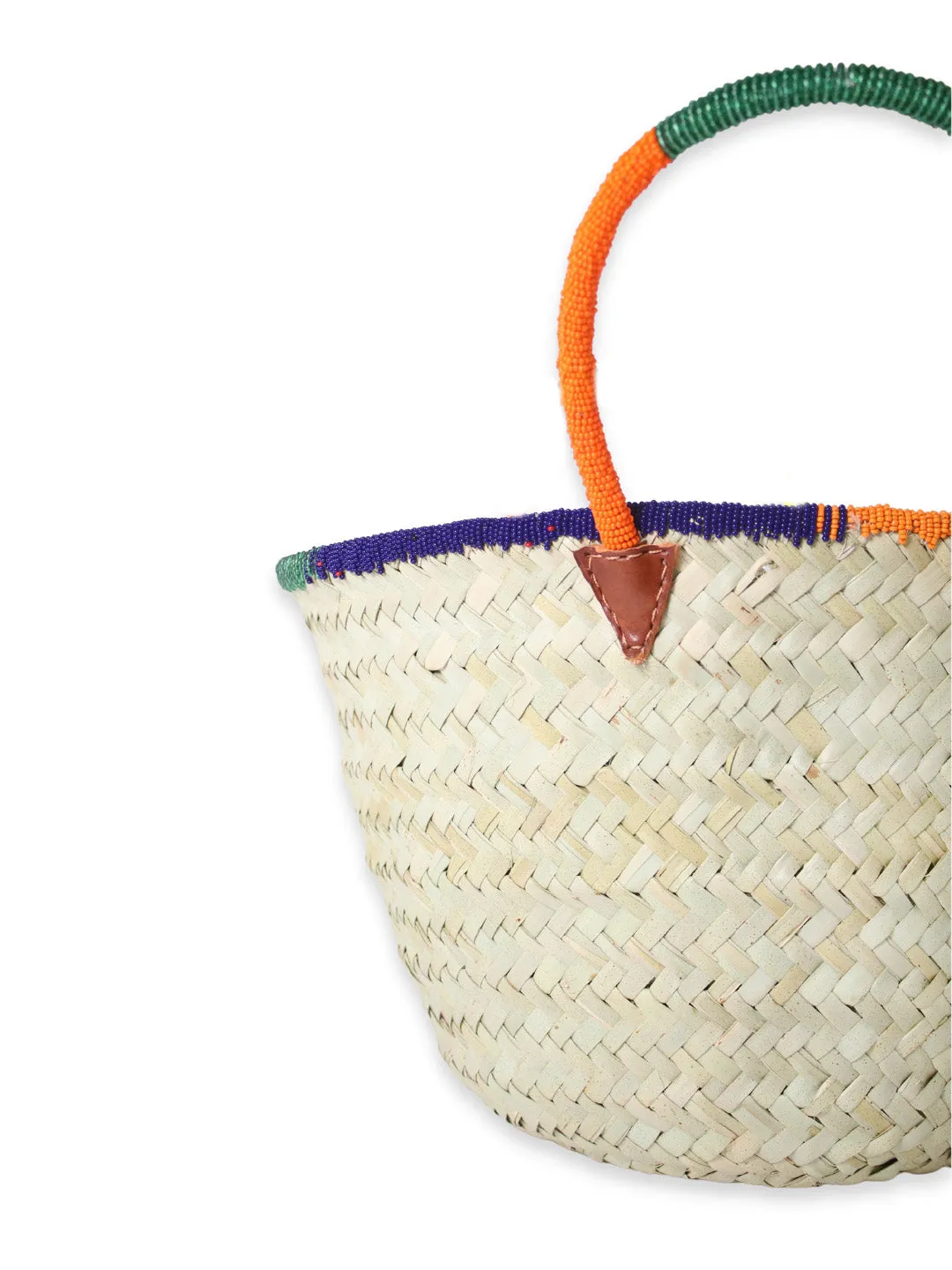 Kenyan beaded straw basket