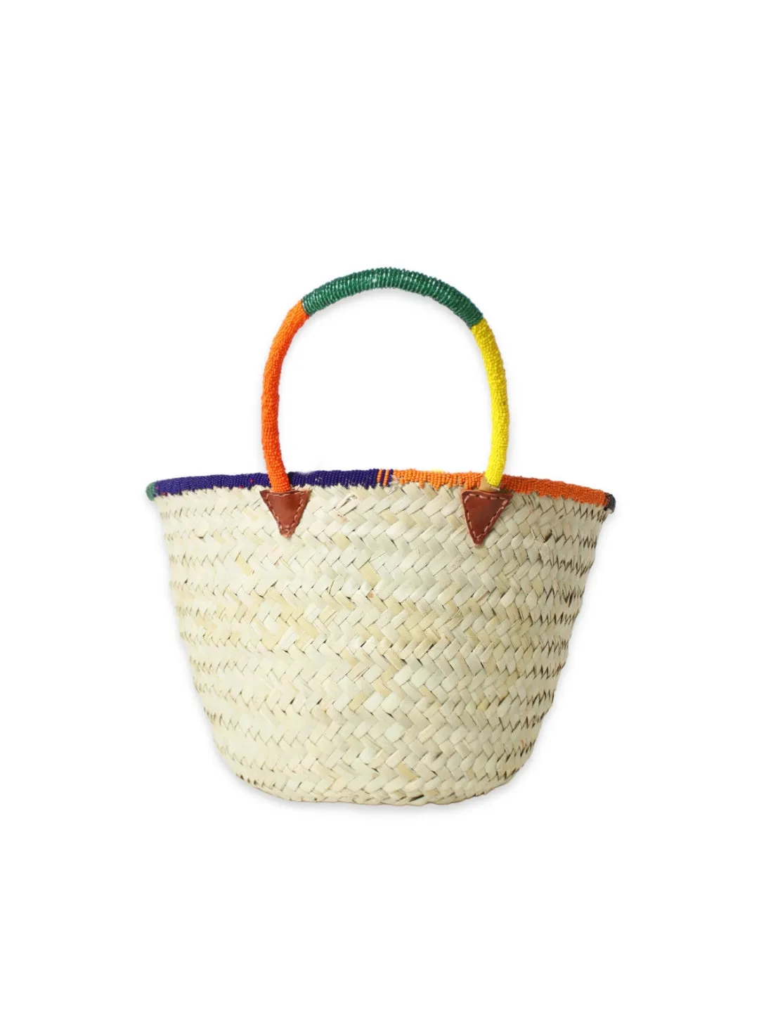 Kenyan beaded straw basket