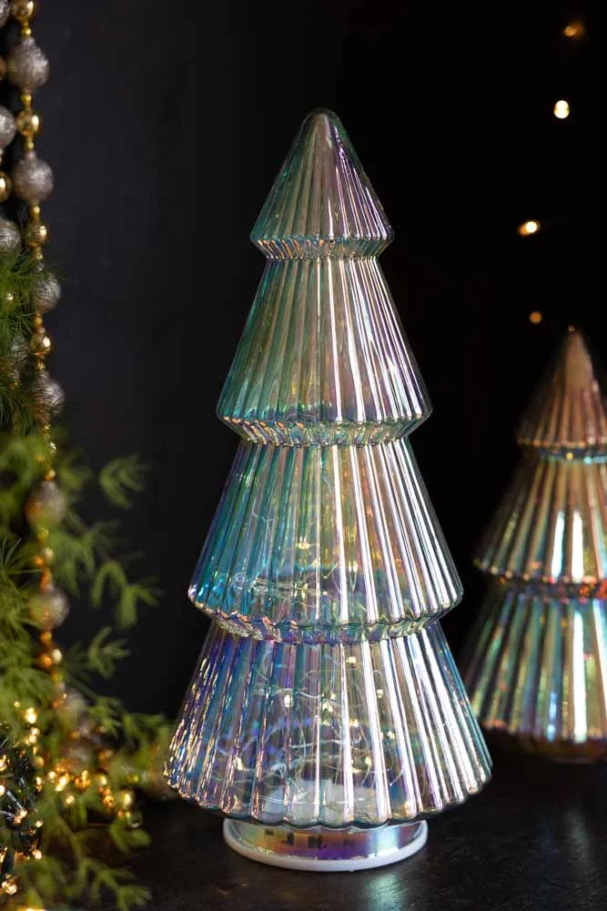 Large Glass Christmas Tree With LED Lights