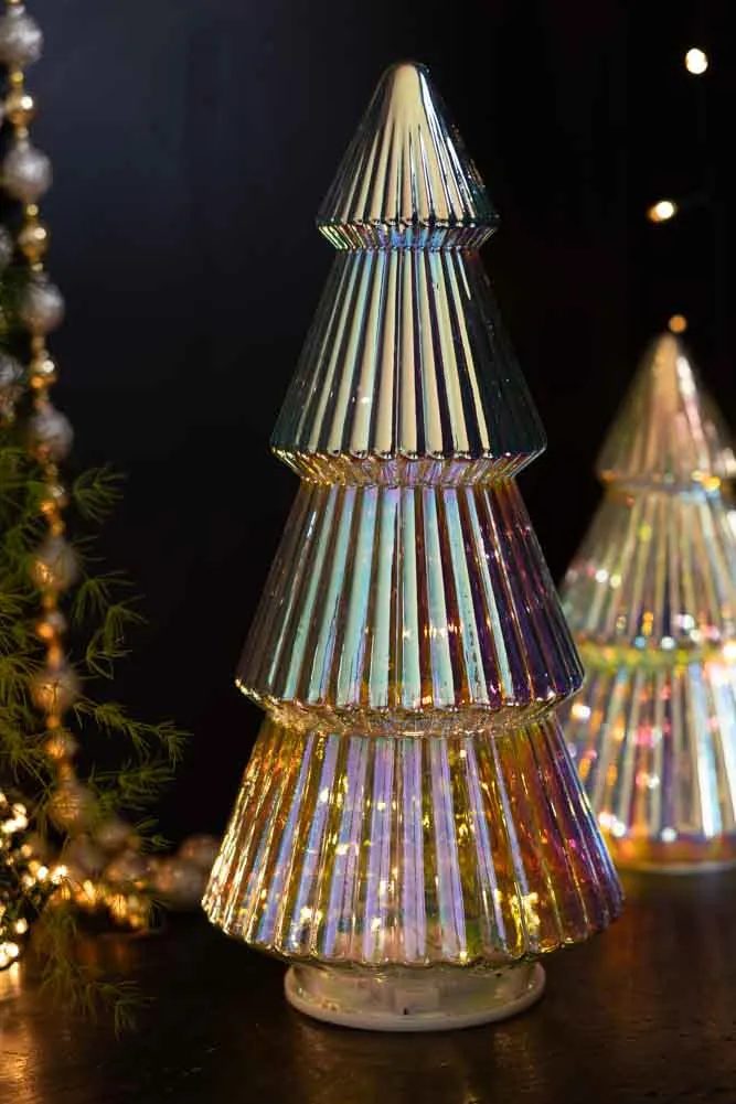 Large Glass Christmas Tree With LED Lights