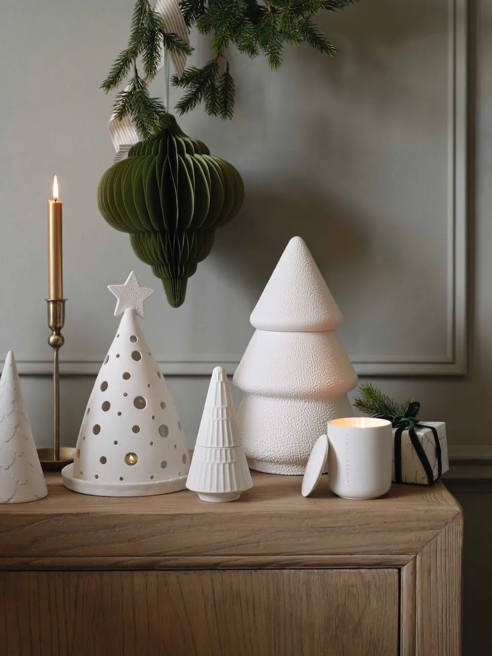 Large White Ceramic Textured Tree Jar