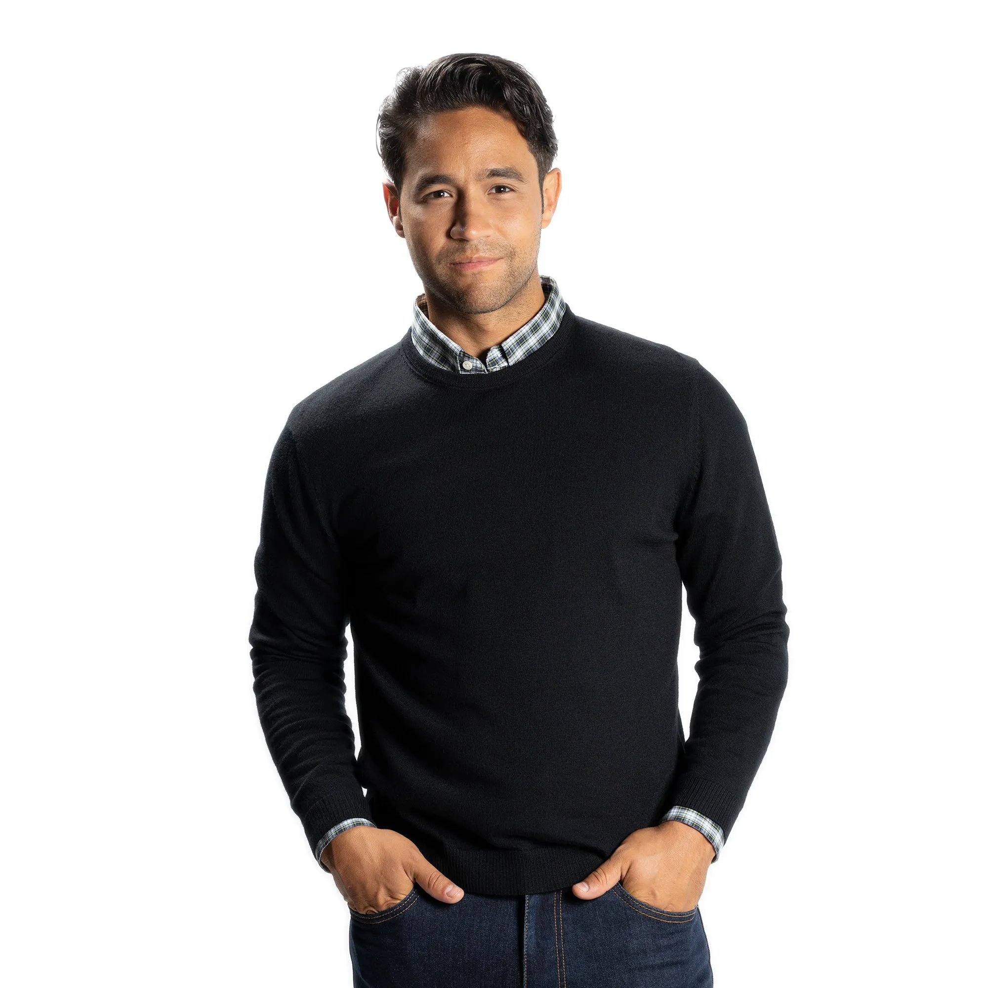 Merino Wool Sweaters Crew Neck - Black