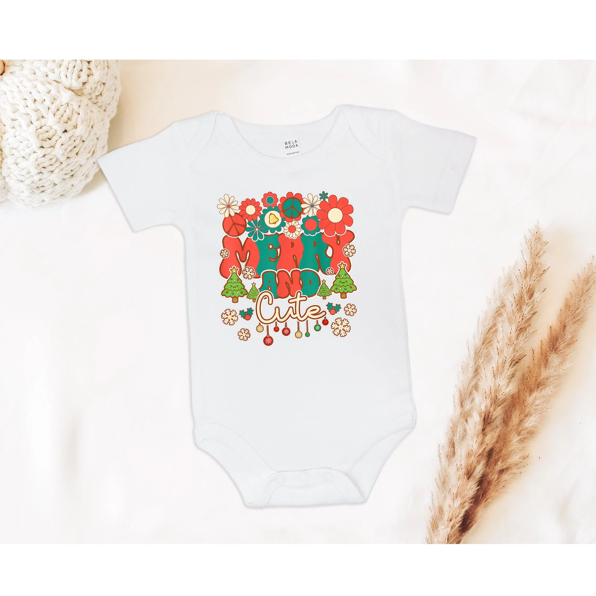 Merry and Cute Christmas Baby Bodysuit