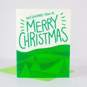 Merry Christmas card, modern holiday card for nature lover