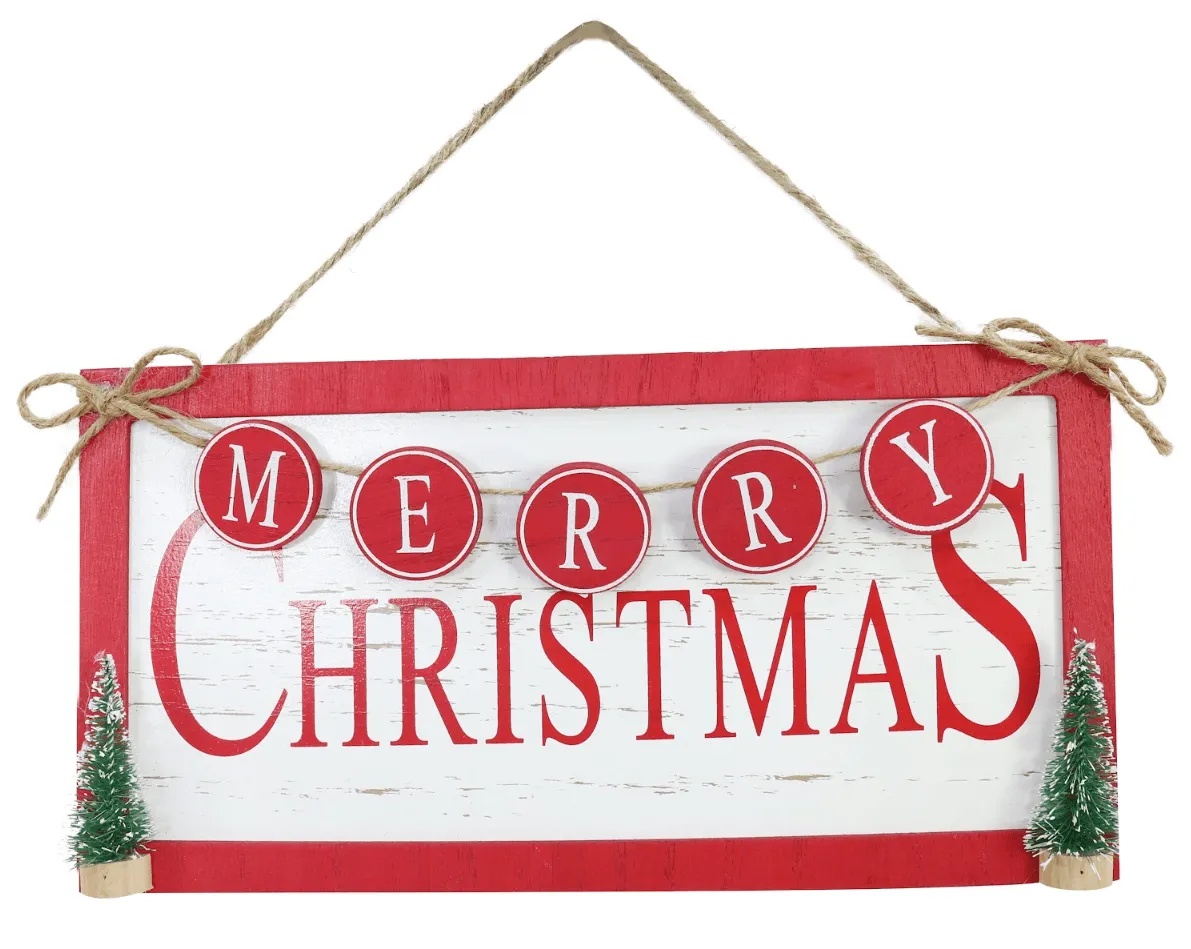 Merry Christmas Hanging Sign (29x15cm)