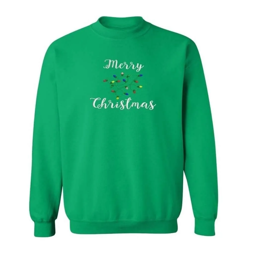 Merry Christmas Lights Embroidered Sweatshirt