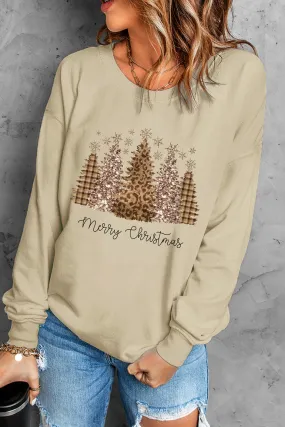 Merry Christmas Sweatshirt for Women Leopard Tree Shirt Pullover