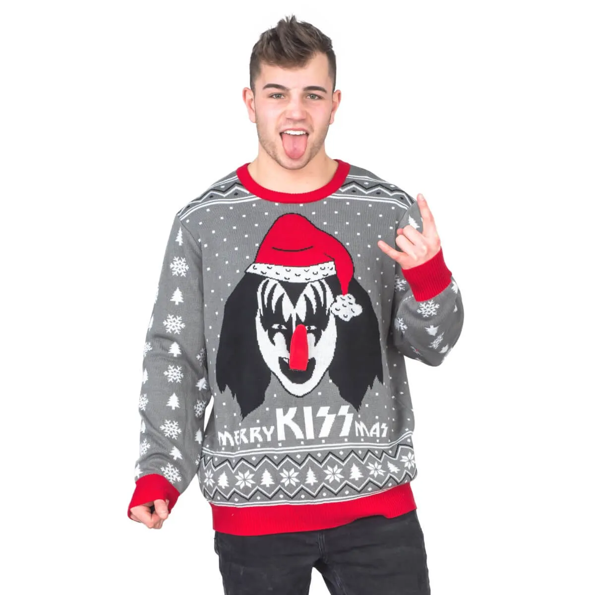 Merry Christmas, Flattering Kiss-Motif Ugly Sweater - Perfect for Festive Occasions