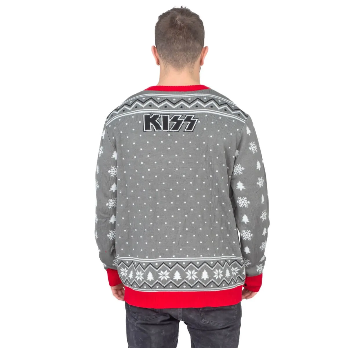 Merry Christmas, Flattering Kiss-Motif Ugly Sweater - Perfect for Festive Occasions