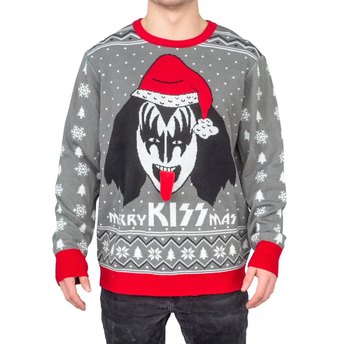 Merry Christmas, Flattering Kiss-Motif Ugly Sweater - Perfect for Festive Occasions