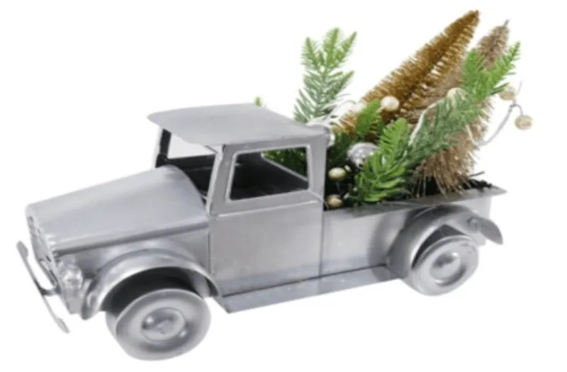 Metal Pick Up Car with Tree Deco 4 Asst