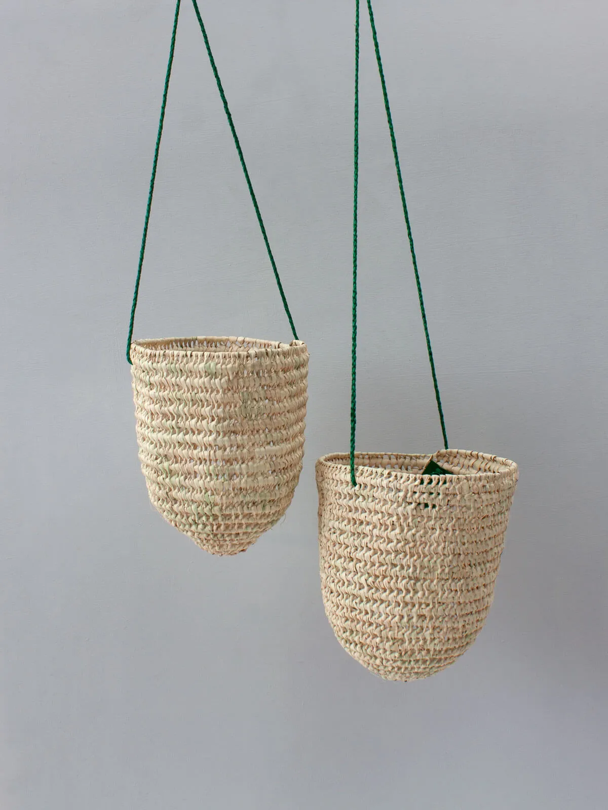 Open Weave Dome Hanging Baskets, Green