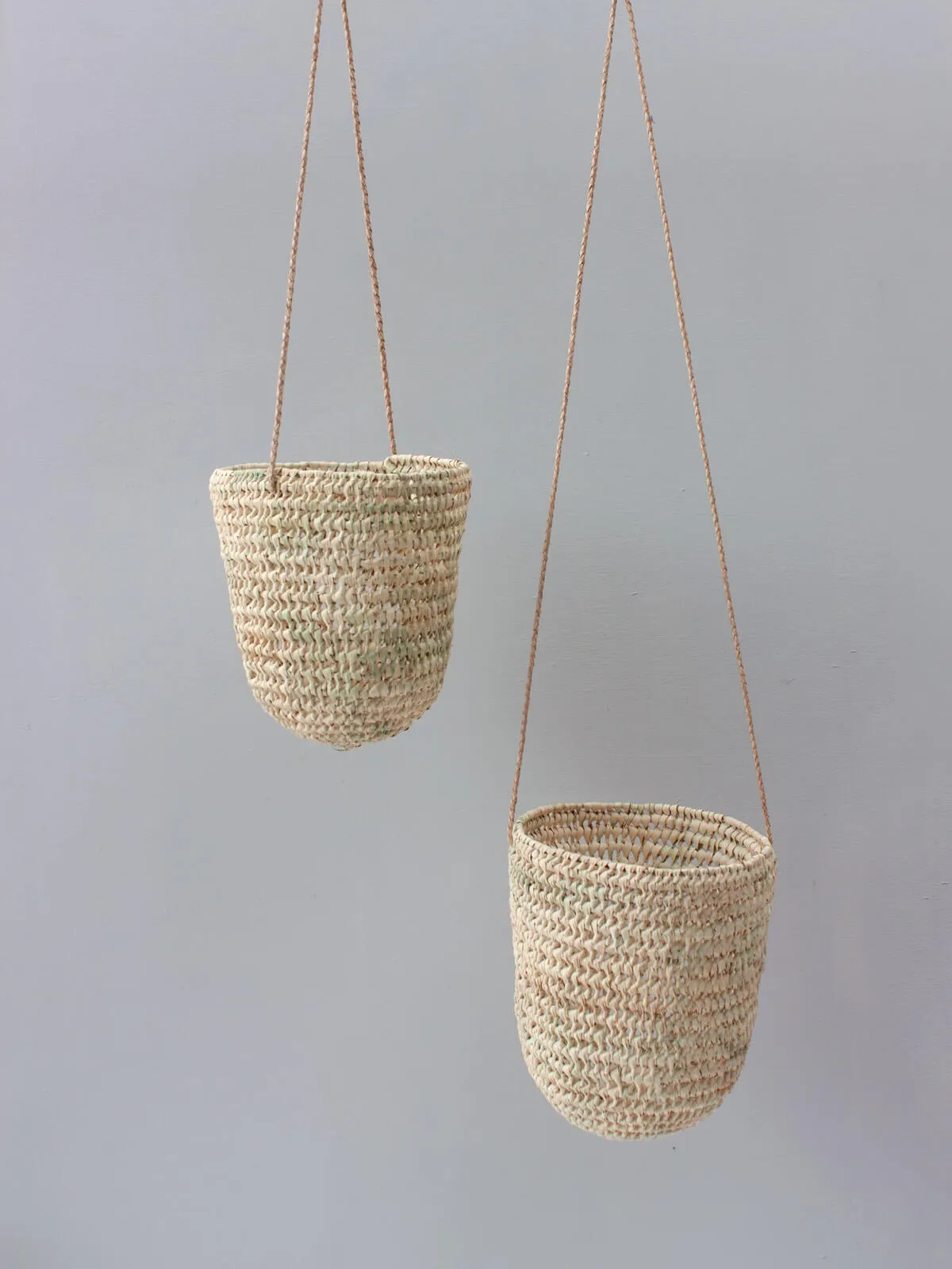 Open Weave Dome Hanging Baskets, Natural