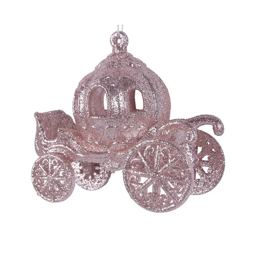 Pale Pink Glitter Cinderella Carriage (10x10x5.5cm)