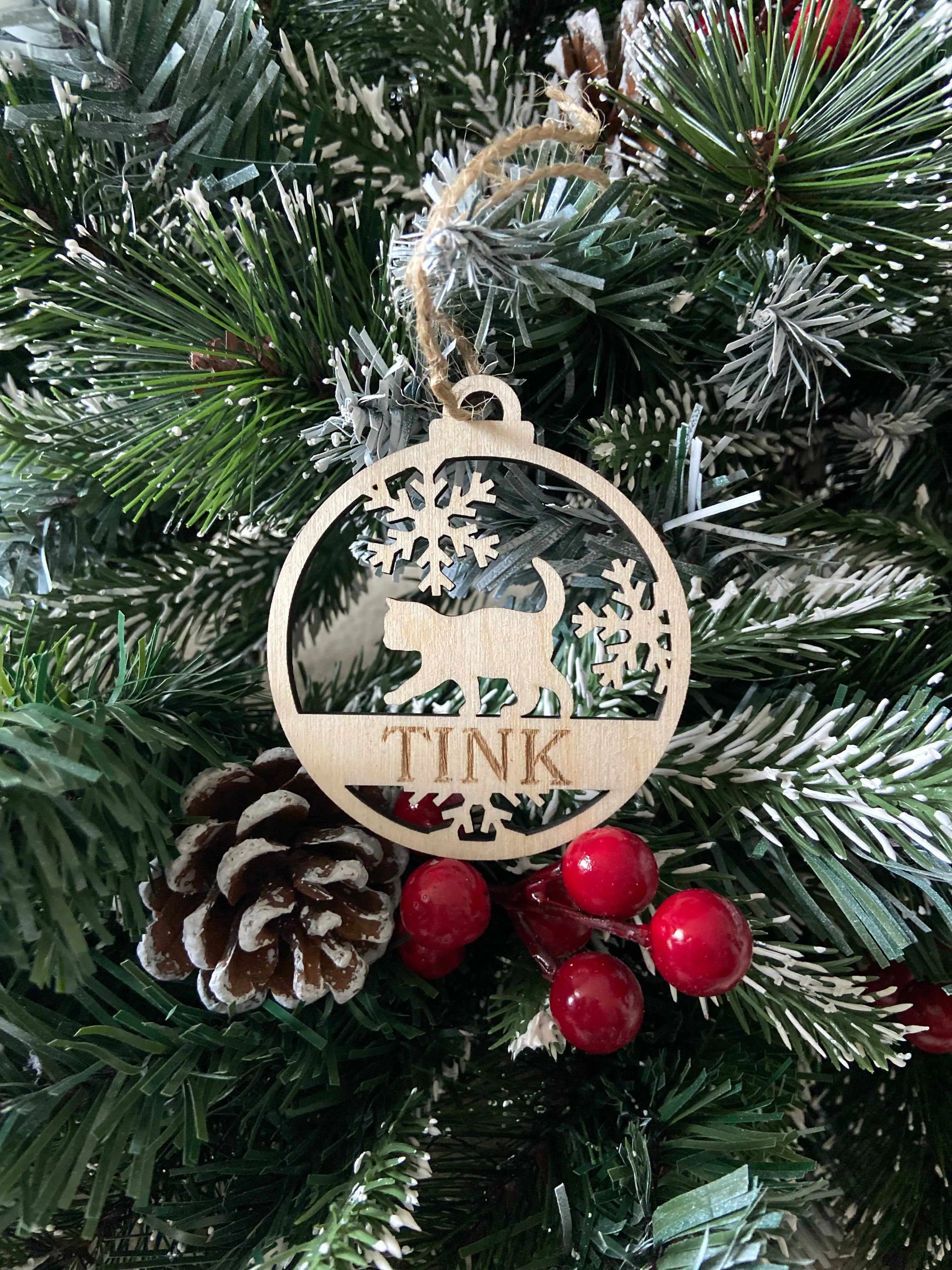 Personalised Cat Christmas Tree Ornaments