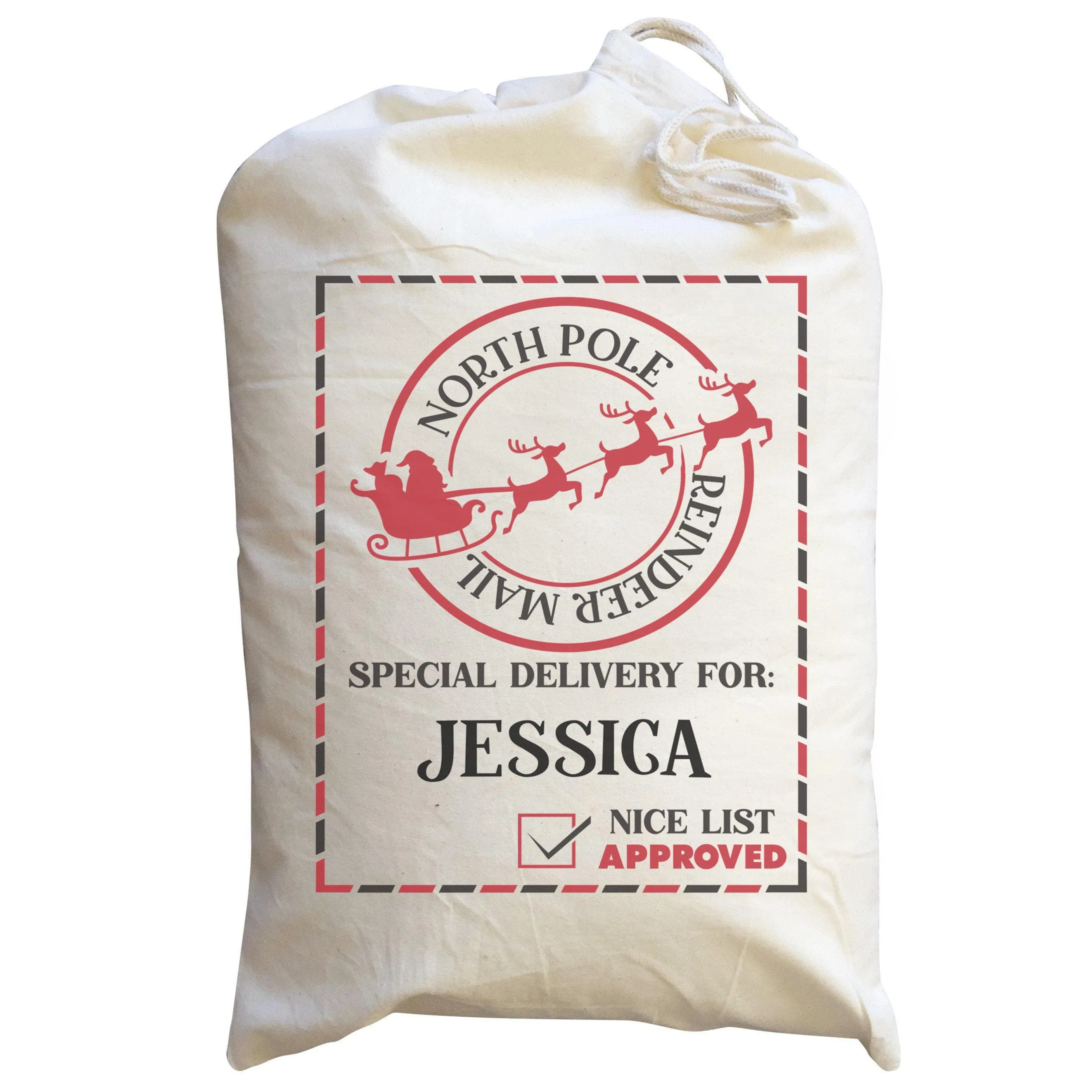 Personalised Reindeer Mail - Large Christmas Santa Sack