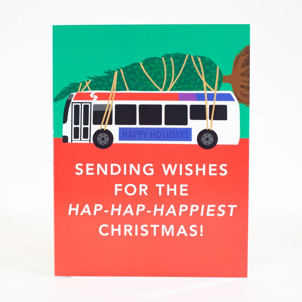 Cheerful Philadelphia Christmas Card Featuring SEPTA Bus and Humorous Design