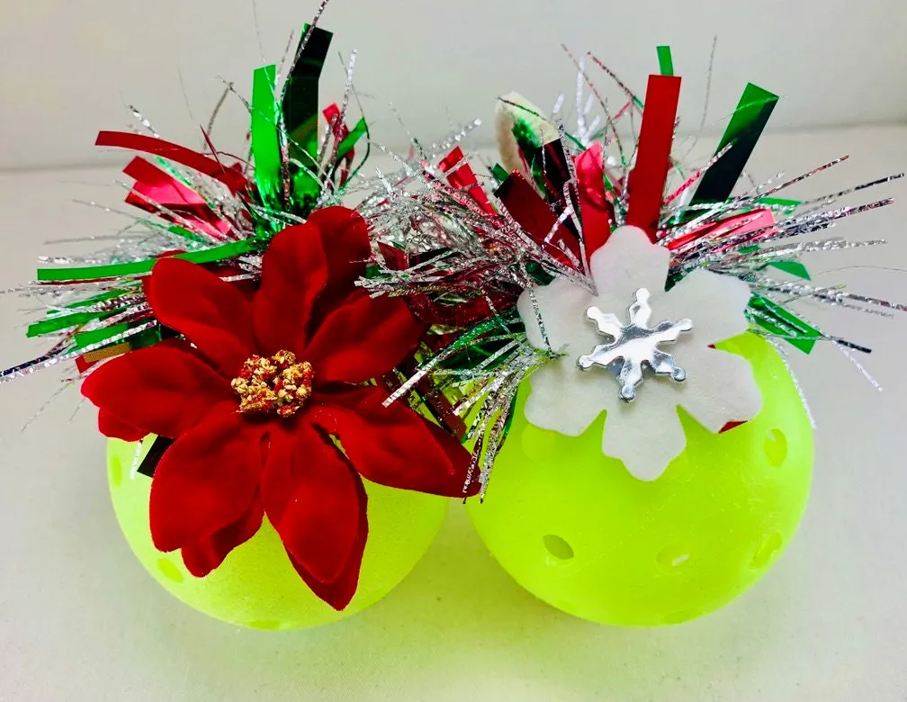 Pickleball Ball Ornaments (Set Of 2) | Pickleball Christmas Gifts And Decor