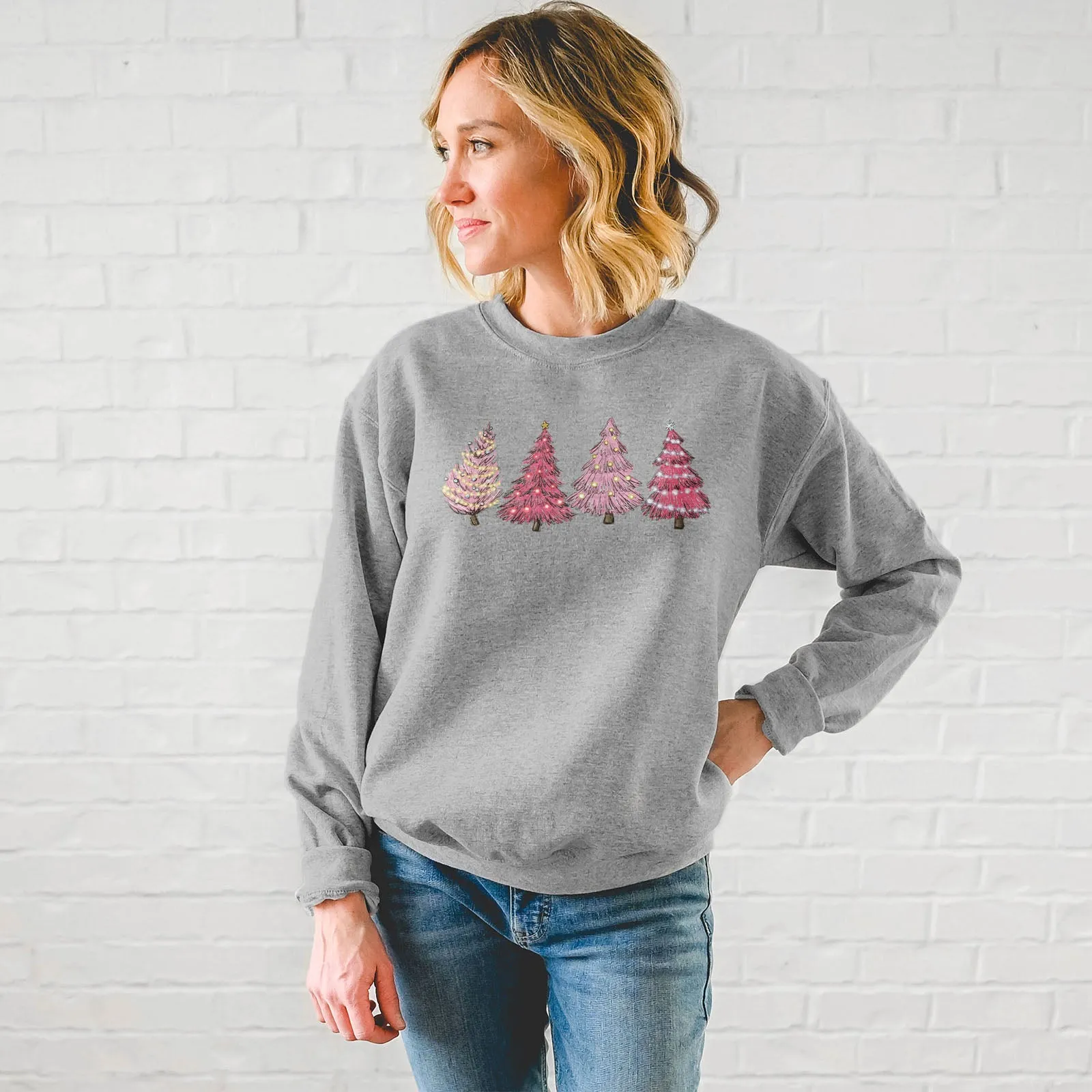 Pink Christmas Trees Sweatshirt