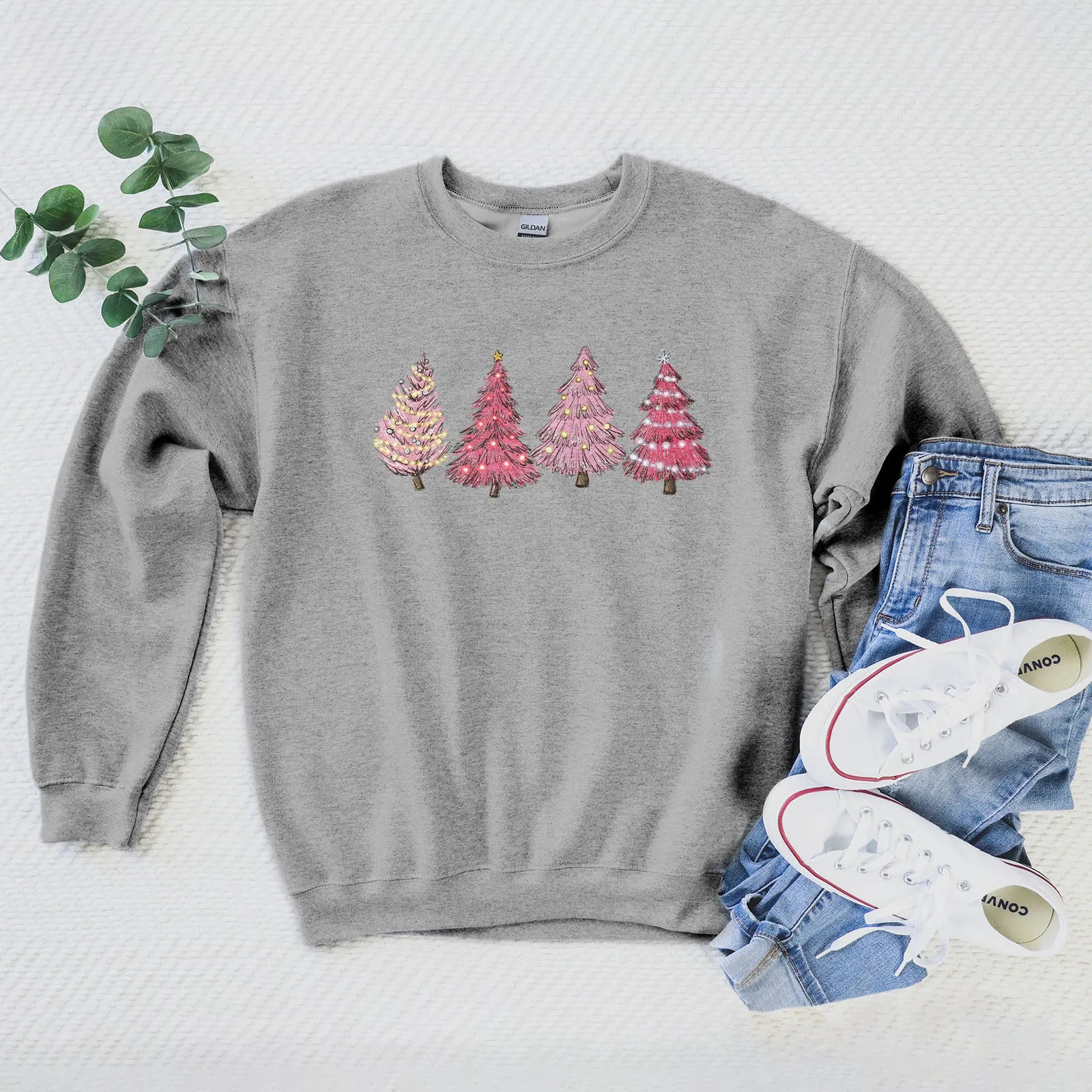 Pink Christmas Trees Sweatshirt