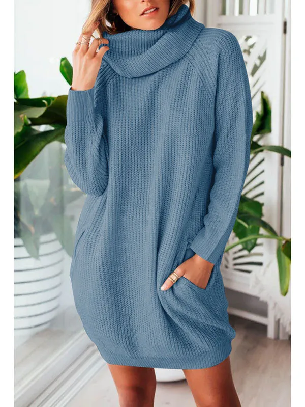 Pinkqueen Oversized Sweater Dress Long Sleeve Turtleneck Dress