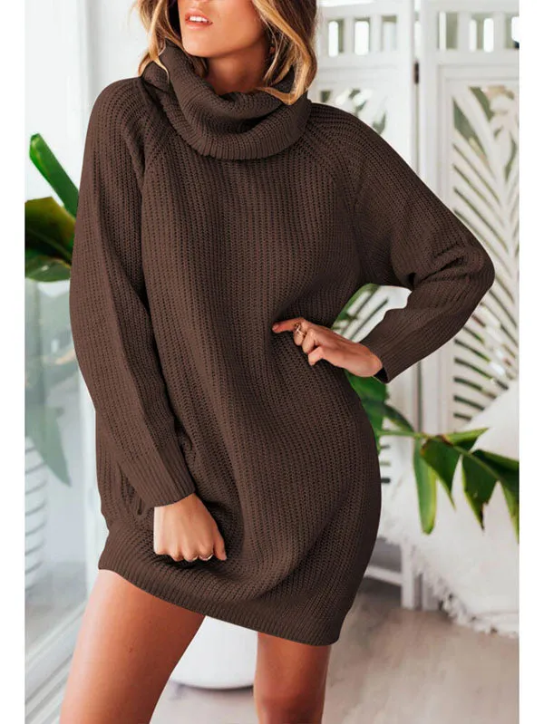 Pinkqueen Oversized Sweater Dress Long Sleeve Turtleneck Dress