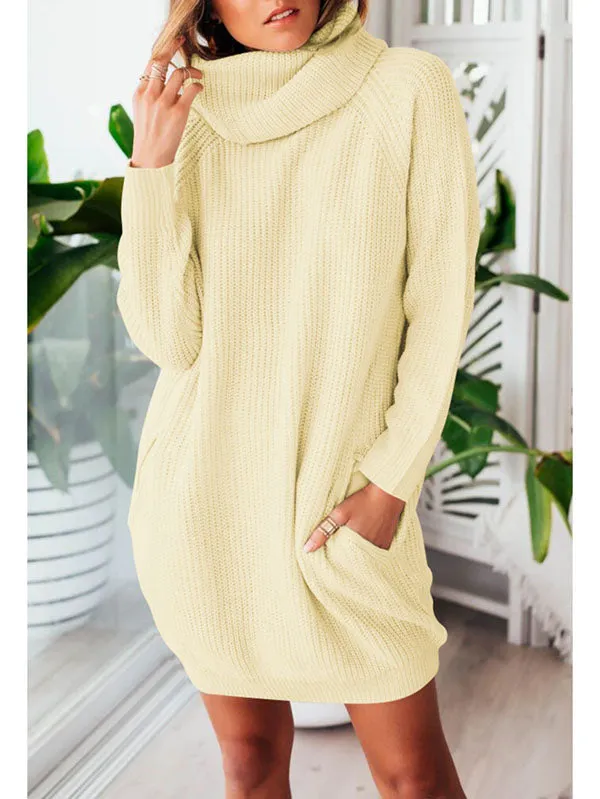 Pinkqueen Oversized Sweater Dress Long Sleeve Turtleneck Dress