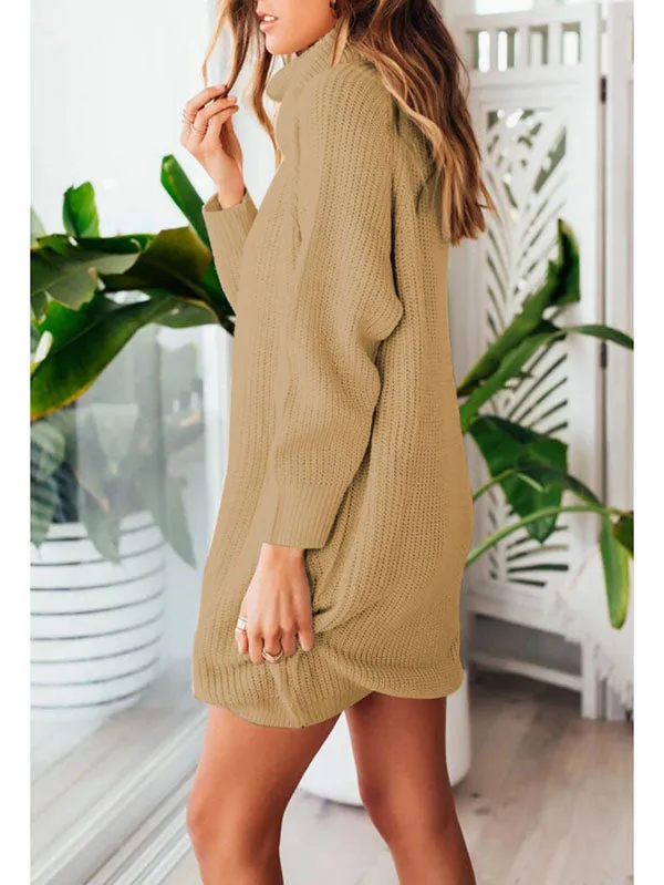 Pinkqueen Oversized Sweater Dress Long Sleeve Turtleneck Dress