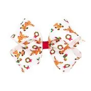 Reindeer and wreaths print grosgrain bow.