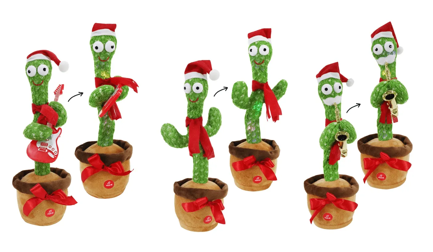 Sing N Twirl Christmas Cactus 3 Asst (34cm)