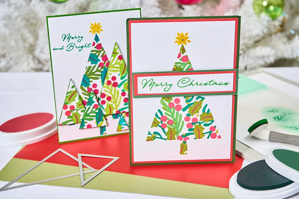 Sizzix A6 Layered Stencils 4PK Cosmopolitan Christmas, Happy Holidays by Stacey Park