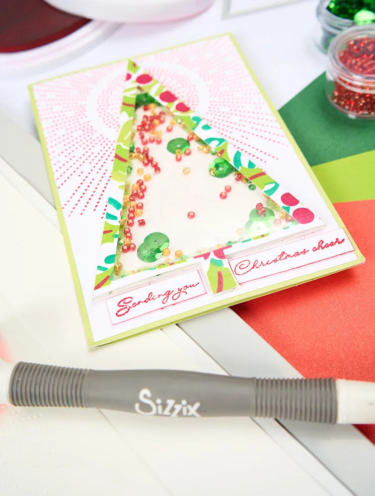 Sizzix A6 Layered Stencils 4PK Cosmopolitan Christmas, Happy Holidays by Stacey Park