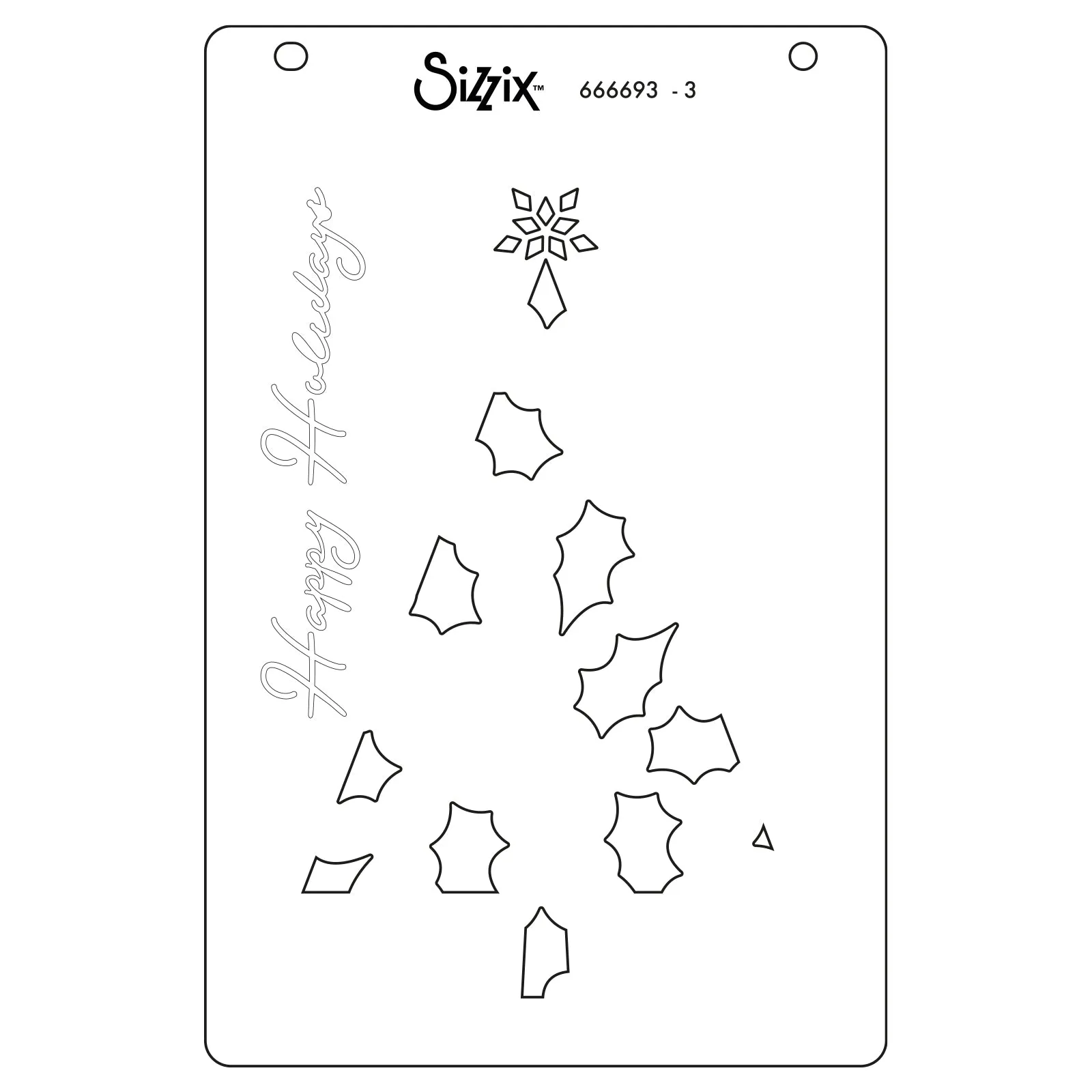 Sizzix A6 Layered Stencils 4PK Cosmopolitan Christmas, Happy Holidays by Stacey Park