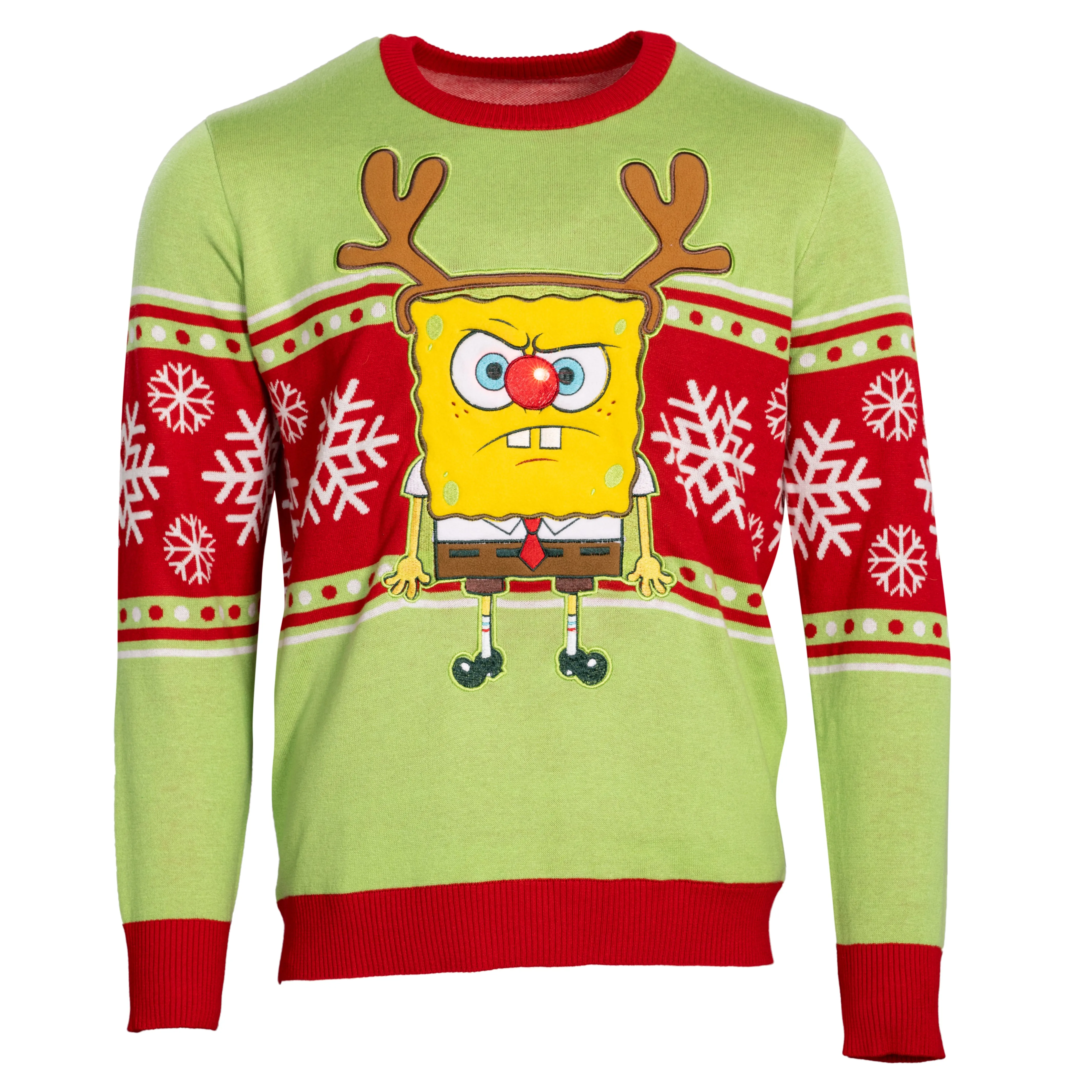 Spongebob LED Reindeer Nose Ugly Christmas Sweater