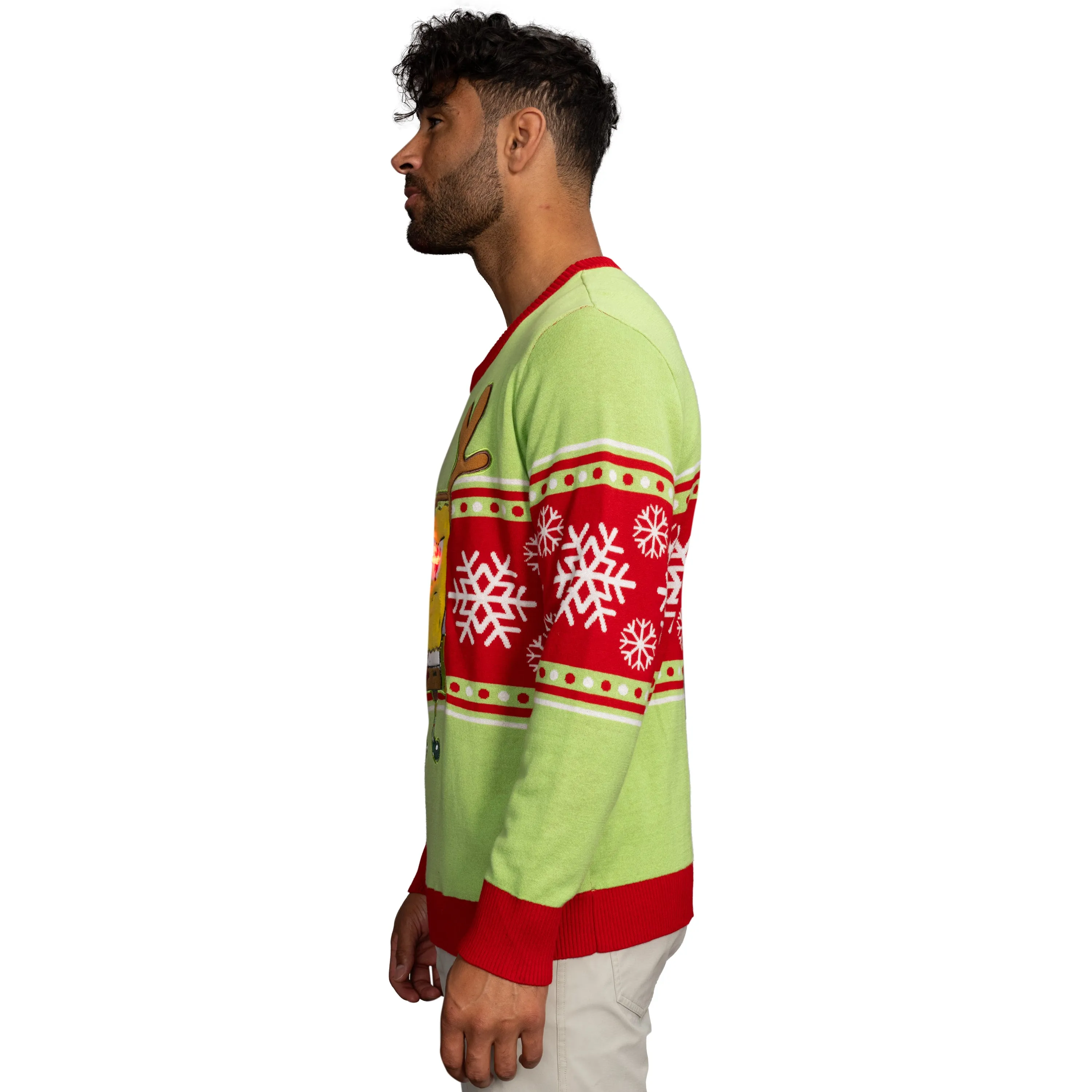 Spongebob LED Reindeer Nose Ugly Christmas Sweater