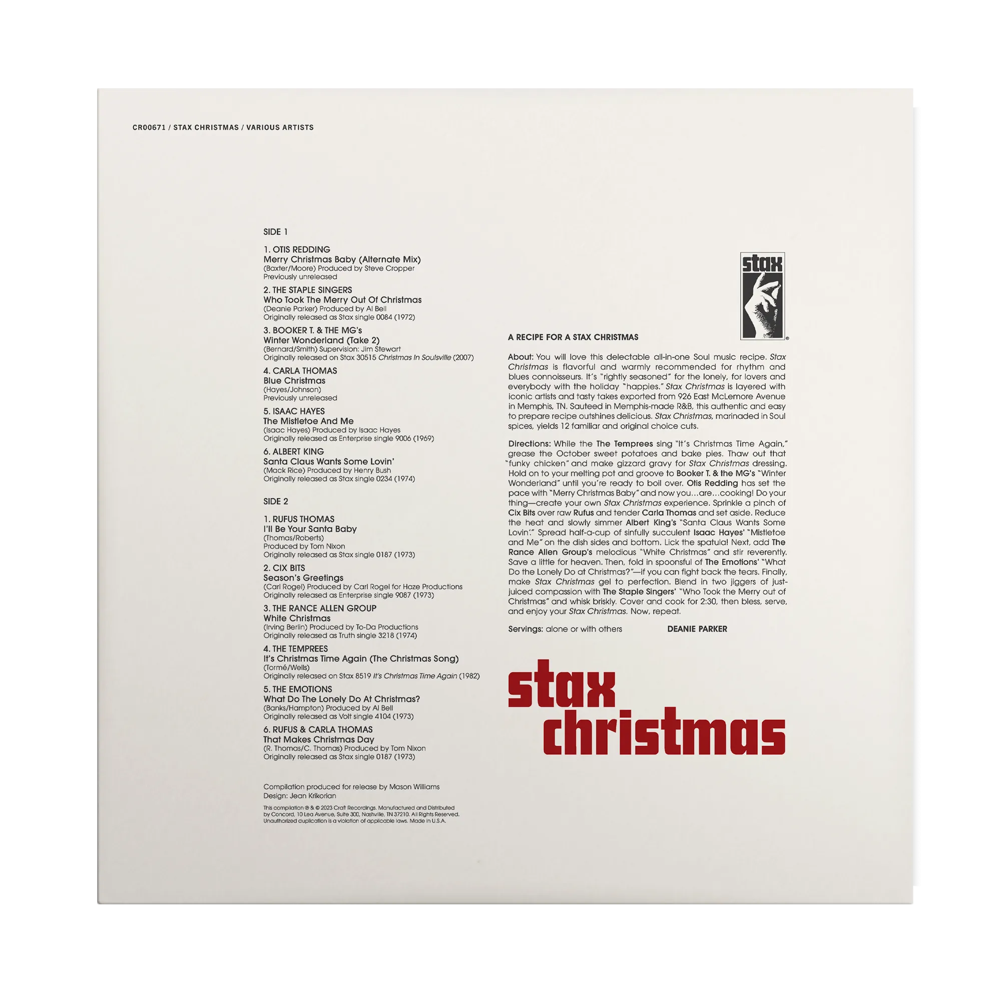 Stax Christmas - LP (Exclusive White Vinyl)